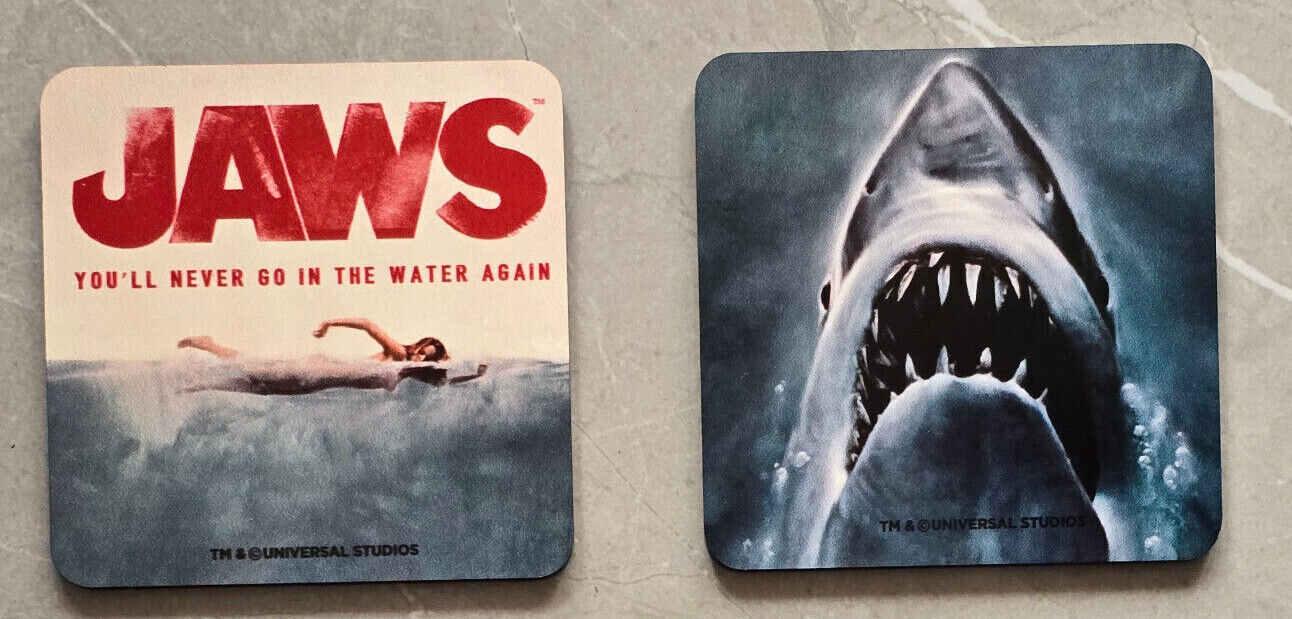 Jaws CLASSIC SWIM COASTER SET Great White Shark Thriller Coffee Tea Drink MOVIE