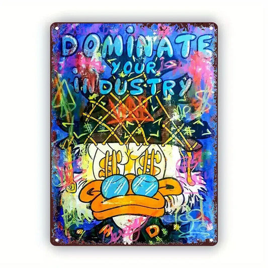 SCROOGE MCDUCK DOMINATE YOUR INDUSTRY Tin Metal sign GIFT Art Deco Movie DOLLAR