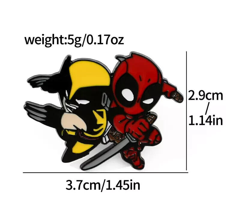 Enamel Metal Pin Badge Accessory Marvel Deadpool & Wolverine FACE OFF MoviE 2025