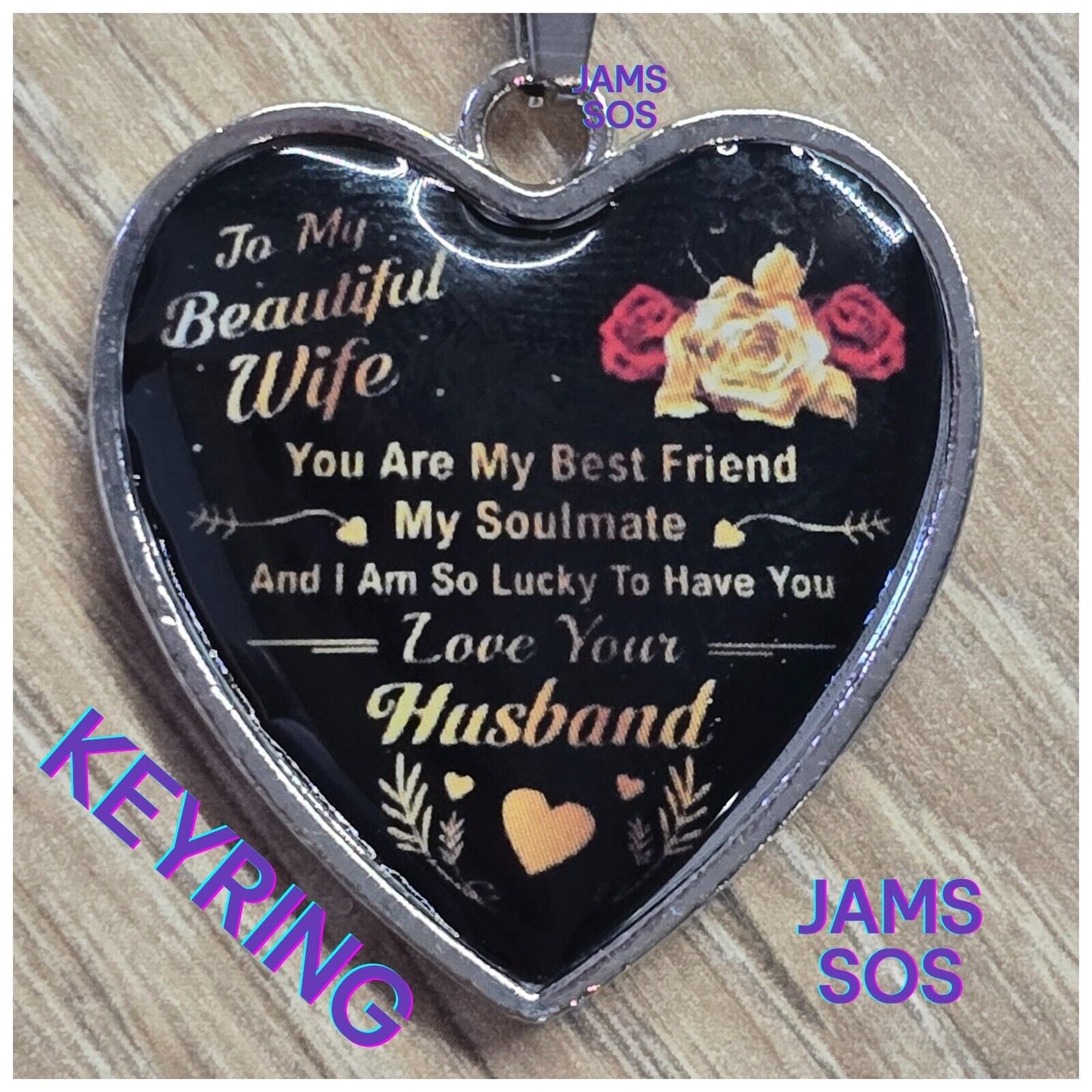 To My BEAUTIFUL WIFE Love Keychain KEYRING Anniversary Valentines BIRTHDAY SORRY