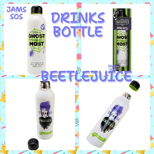 BeetleJuice Steel Water bottle COLLECTIBLE strange and unusual 2024 BLACK GREEN