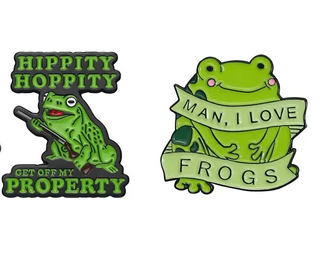 FROG Metal Enamel Pin Badge Retro Kids Adult Teen FUNNY COMICAL LOVE HIPPITY HOP
