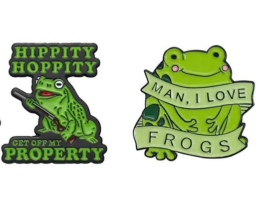 FROG Metal Enamel Pin Badge Retro Kids Adult Teen FUNNY COMICAL LOVE HIPPITY HOP