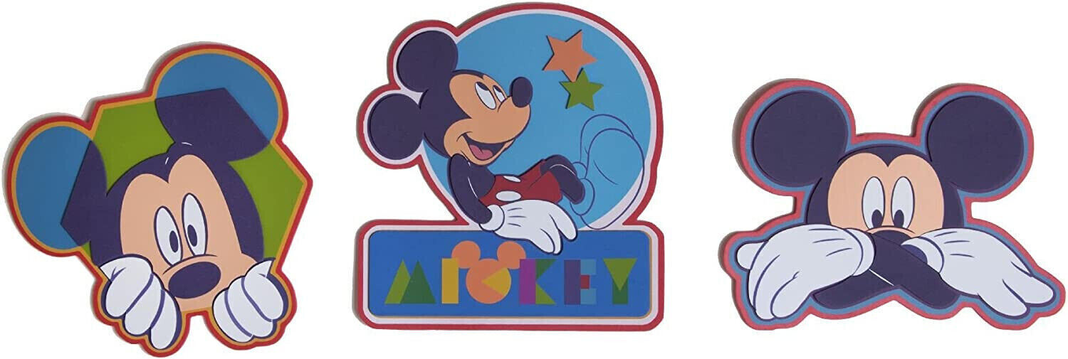Disney Mickey Mouse 3 x Large 3D Foam Wall Decoration Stickers 30cm childrens