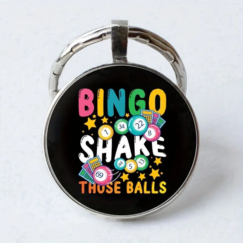 Lotto Bingo Game Balls Play Keyring KEYCHAIN SHAKE YELL BALL CARD MAKE ME ADULT