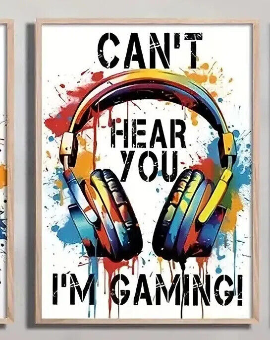 MUSIC GAMER Canvas Art Pictures Large VIRTUAL PC NEON DJ HEADPHONES PS5 PS4