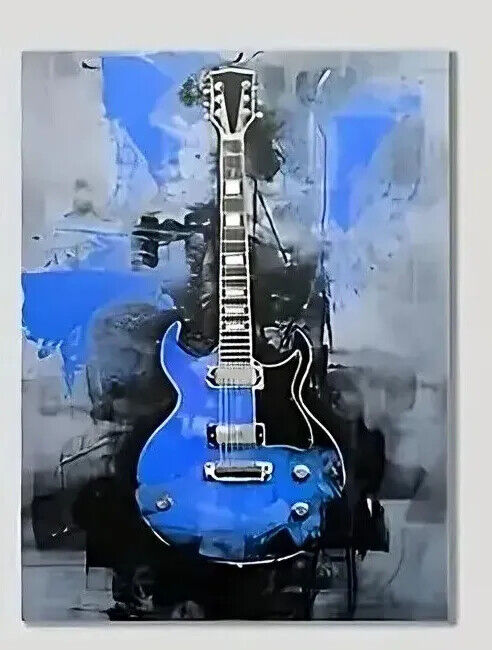 MUSIC Gamer Canvas Art Pictures Large VIRTUAL PC BLUE GUITAR PIANO DRUM KIT