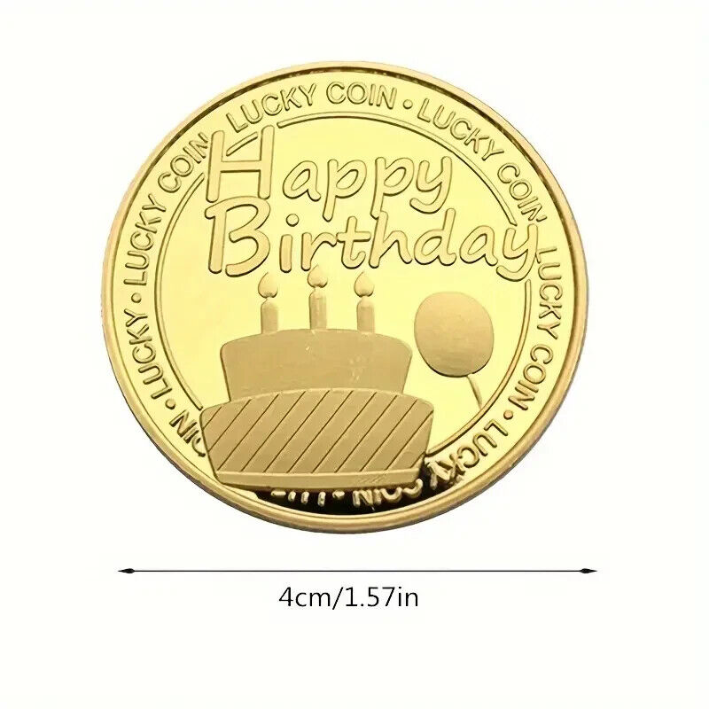 Happy Birthday Lucky Coin Sentimental Good Luck Coins SILVER Message Keepsake