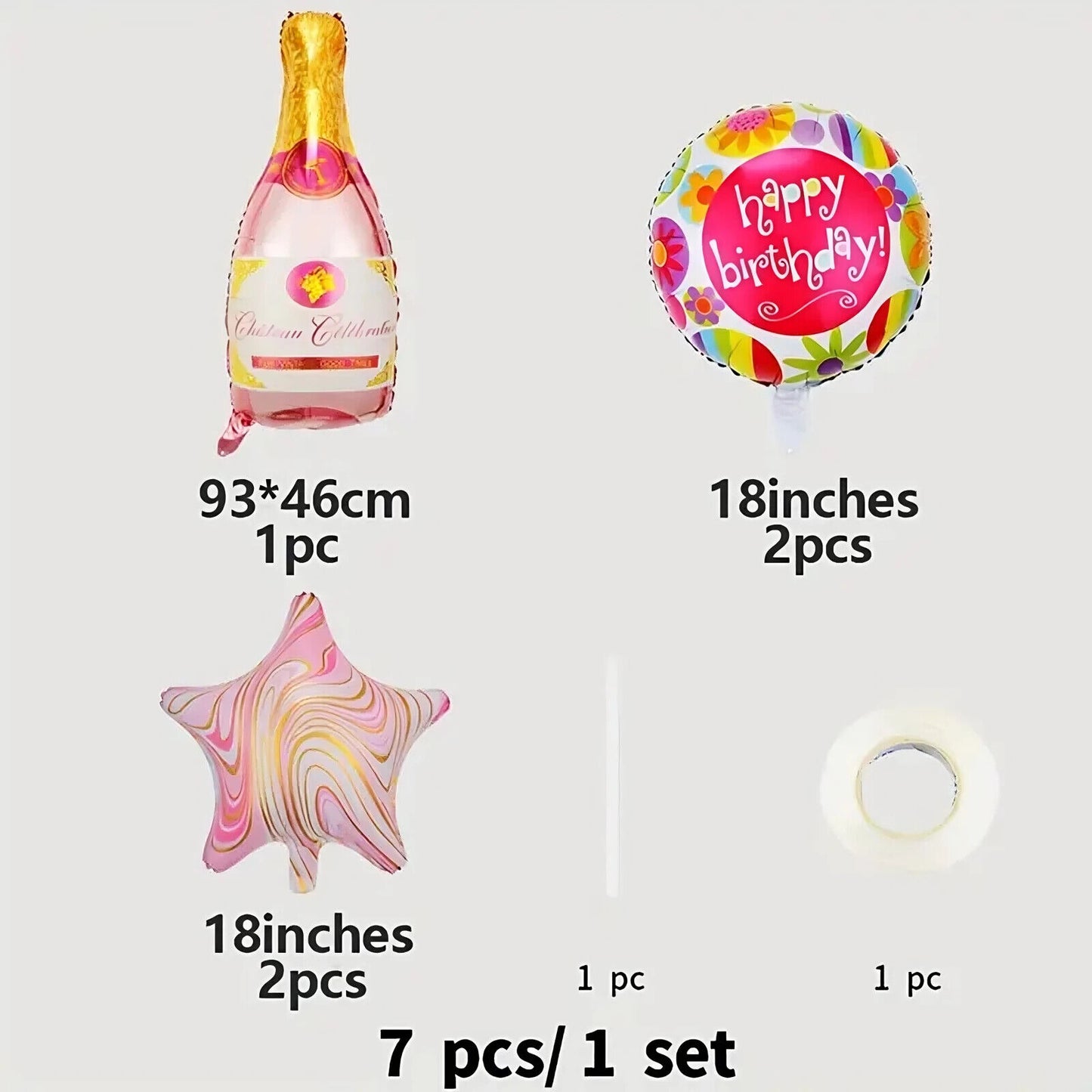 Champagne Bottle Foil Balloons Bunting Banner Wedding Party Birthday Decor
