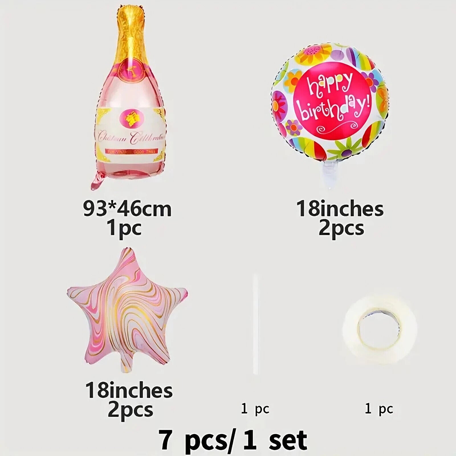 Champagne Bottle Foil Balloons Bunting Banner Wedding Party Birthday Decor