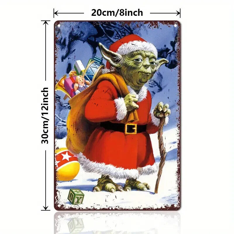 Santa Claus MASTER YODA METAL SIGN MAN CAVE BAR TOILET YODA STAR WARS XMAS TIN