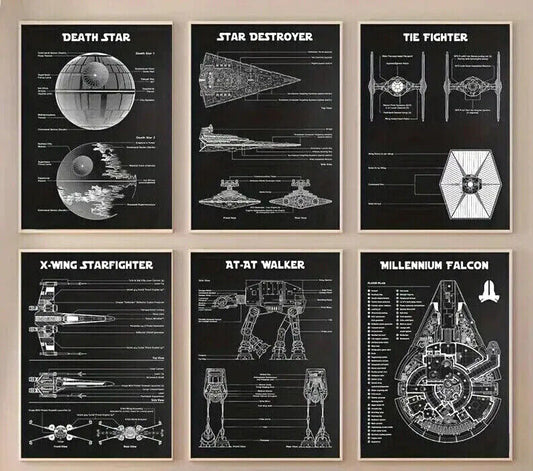 Star WARS Canvas Wall Art Movie Poster Print DISNEY DEATH STAR FALCON DESTROYER