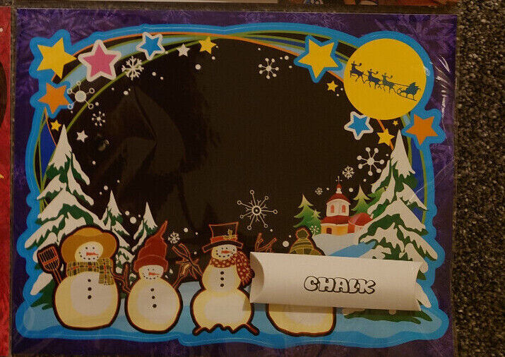 CHRISTMAS STICKER CHALK BOARD WALL REUSABLE WIPE CLEAN XMAS DECORATION