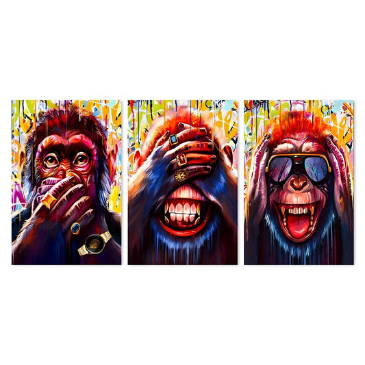 MONKEY CHIMPANZEE Canvas Wall Art Movie Poster Print Picture RING GOLD GLASSES