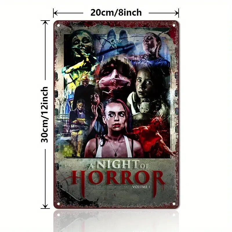 SPOOKY A NIGHT OF HORROR VOLUME 1 Tin Metal sign Halloween Horror Art Deco Movie
