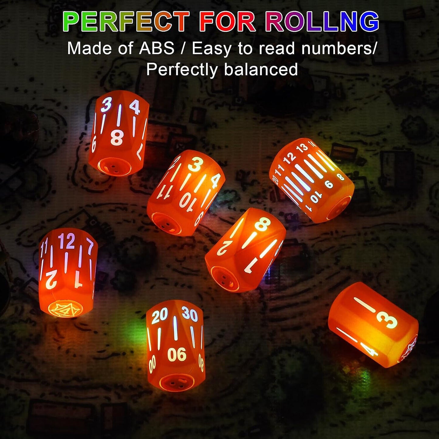 Rechargeable Light Up DND Dice 7PCS Set Luminous Glow LED Dices Charging Box