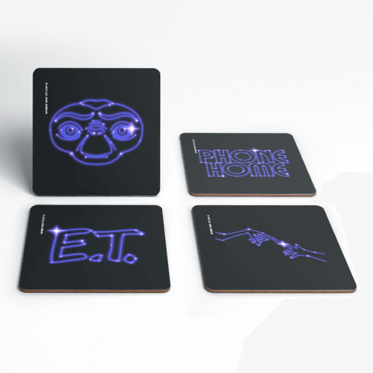 E.T EXTRATERRESTRIAL Coaster Retro TV Drinks Mat BLACK BLUE PHONE HOME MOVIE
