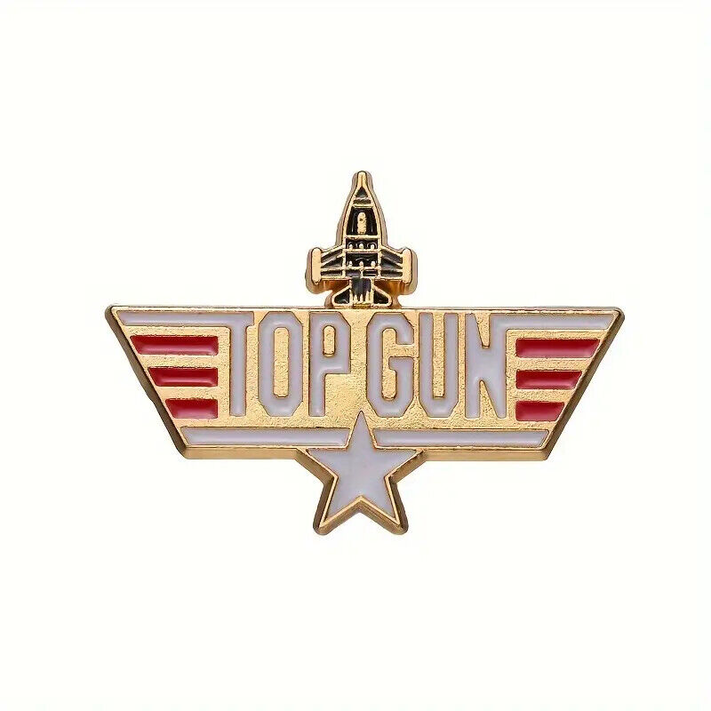 TOP GUN FIGHTER PILOT ENAMEL PIN BADGE MAVERICK GOLD SILVER STAR SCHOOL MOVIE