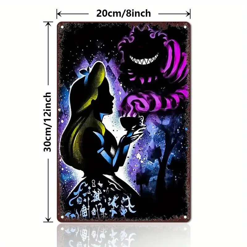 ALICE IN WONDERLAND Tin Metal sign GIFT Art Deco Movie CHESHIRE CAT DISNEY