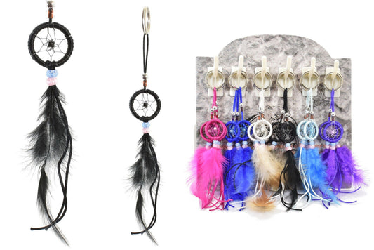 Dreamcatcher Keyring Bag Charm  - Key Ring Dream Catcher Blue Purple Pink White
