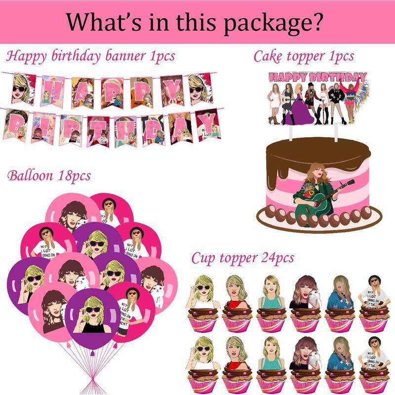 Taylor Swift Birthday Party Balloons Banner Decoration Cake Topper Balloon Top