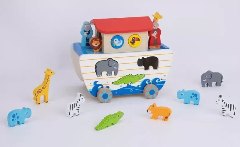 Toylife Unisex Wooden Noahs Ark Pre-School Toy ANIMALS EDUCATIONAL XMAS
