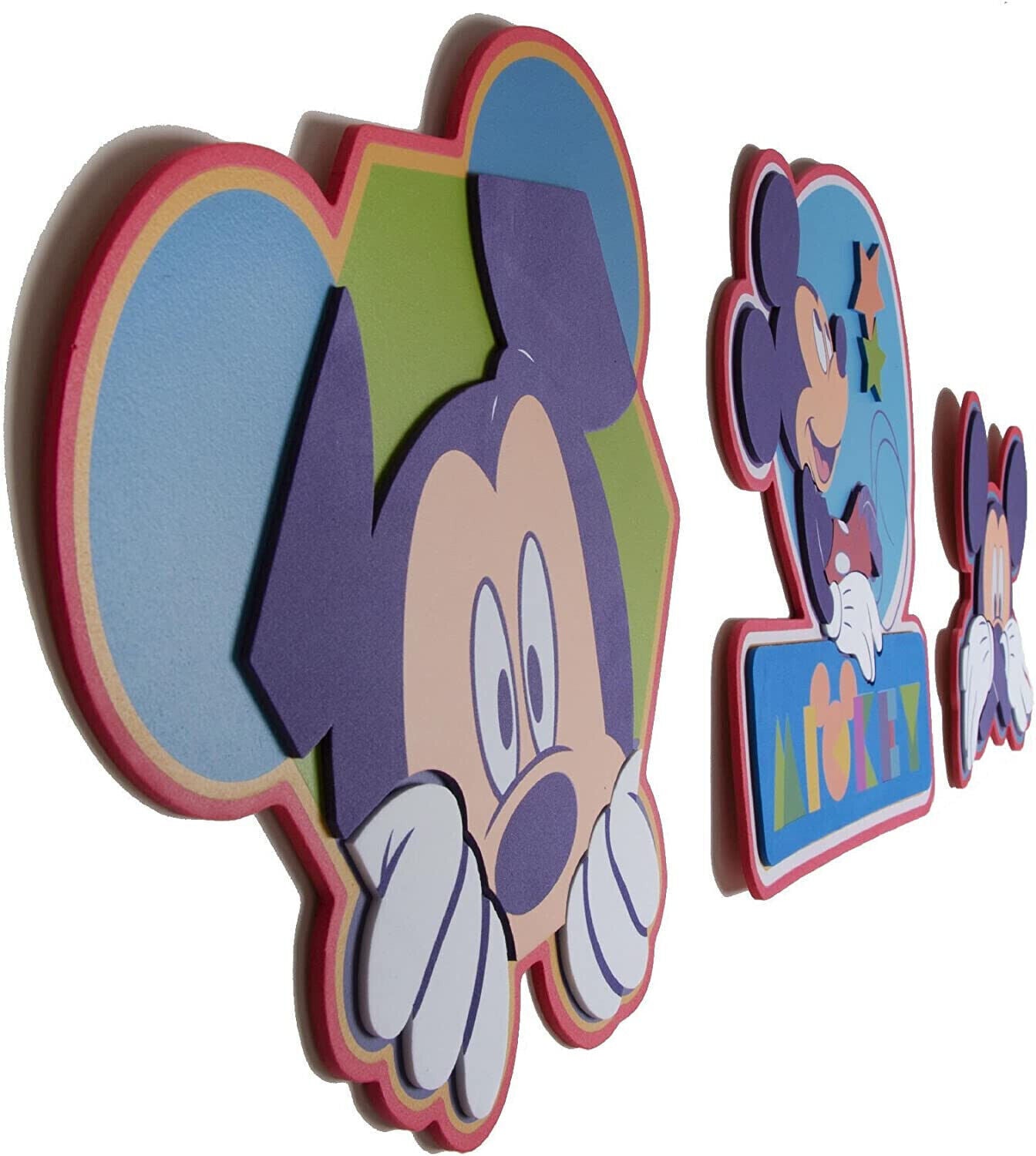 Disney Mickey Mouse 3 x Large 3D Foam Wall Decoration Stickers 30cm childrens