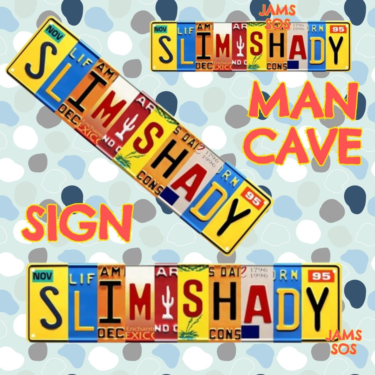 Slim Shady Sign Number Plate EMINEM rapper RAP METAL MAN CAVE NUMBER PLATE
