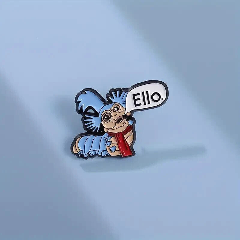 LABYRINTH BLUE WORM ELLO! Brooch Pin Funny Interactive Enamel Badge Pins Gift
