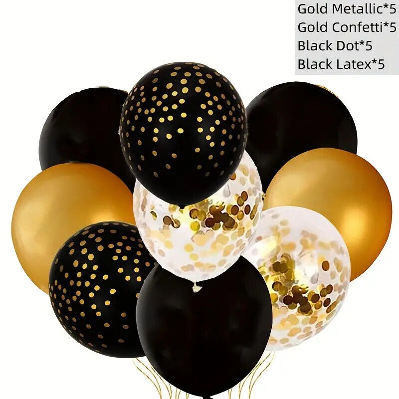 Happy Birthday Party Black & Gold Decorations Beer Whiskey Crown Banner Balloon