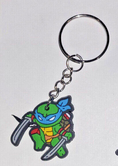 Teenage Mutant Ninja Turtles TMNT Keyring Keychain Rubber Donatello Michelangelo