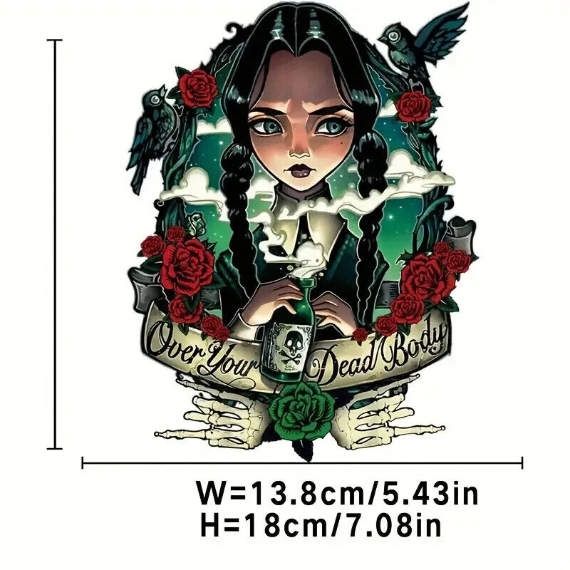 WEDNESDAY "OVER YOUR DEAD BODY" Clothes Patch Heat Transfer Thermal ADDAMS