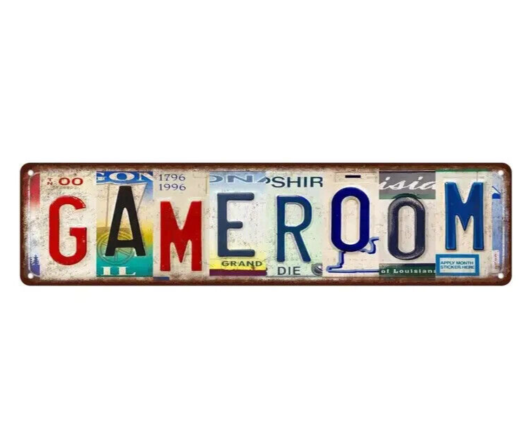 LARGE Gameroom Metal Sign Novelty Wall Decor Room Gemer Fun Door PS5 XBOX WII