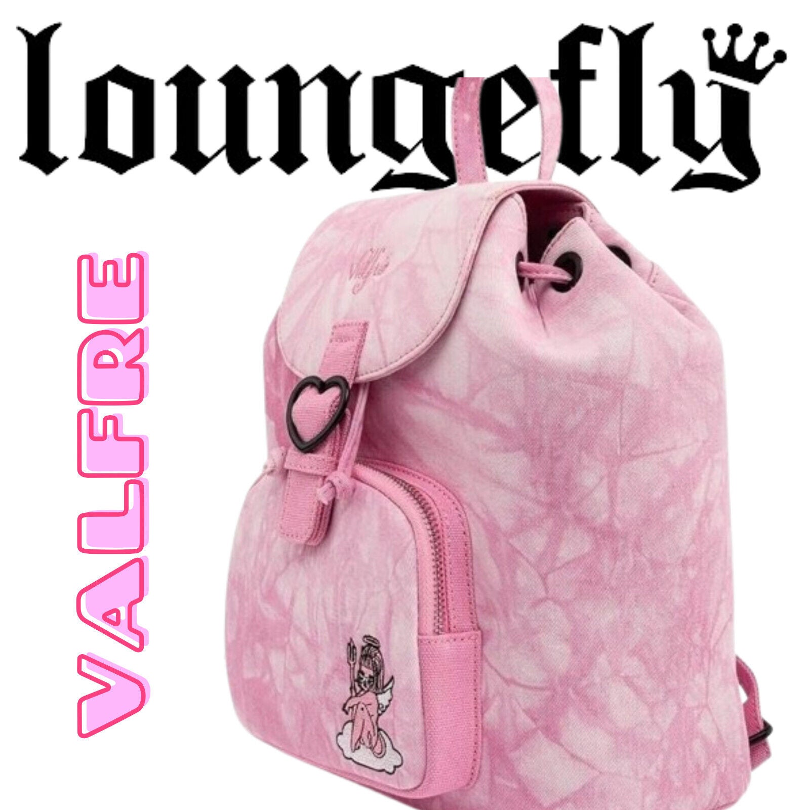 Loungefly Valfre Pink Dye Angel Double Strap Shoulder Bag ART MEXICAN CPNTEMPARY