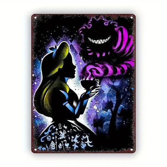 ALICE IN WONDERLAND Tin Metal sign GIFT Art Deco Movie CHESHIRE CAT DISNEY