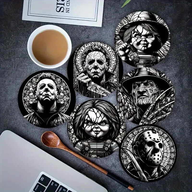 CHUCKY FREDDY JASON MYERS Coaster SET Man Bar Horror Movie Chucky