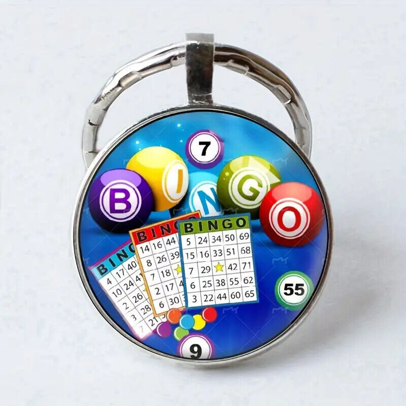 Lotto Bingo Game Balls Play Keyring KEYCHAIN SHAKE YELL BALL CARD MAKE ME ADULT