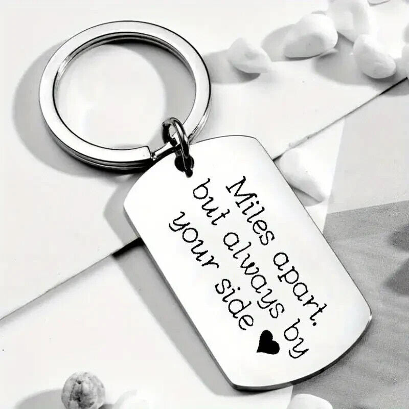 Miles apart but always by your side Keychain Keyring  LOVE XMAS VALENTINE GIRL