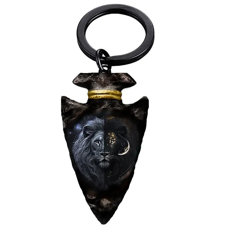 LION ARROW HEAD Keyring Pagan Gothic Wicca Gift KEYCHAIN DARK TIGER