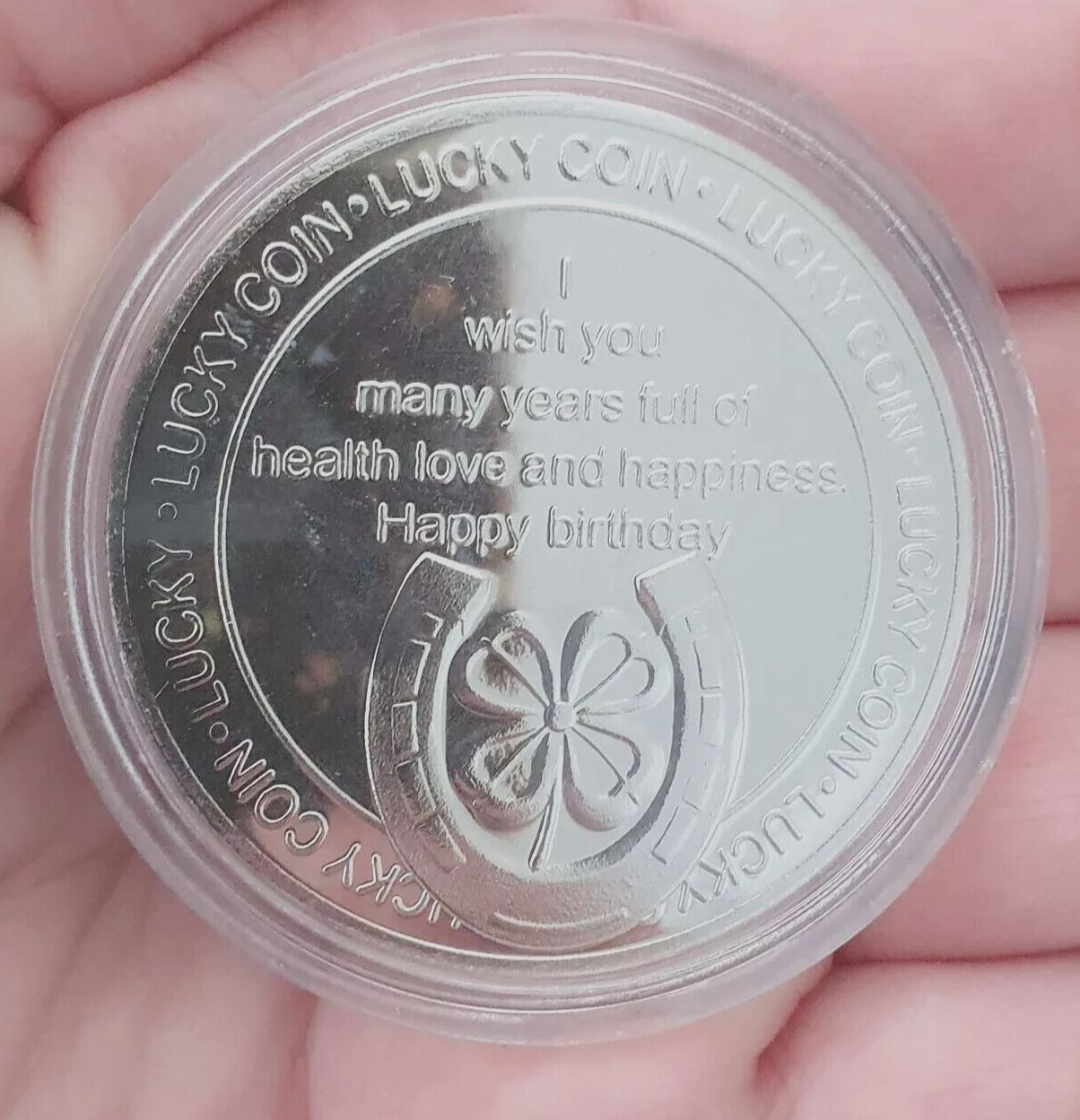 Happy Birthday Lucky Coin Sentimental Good Luck Coins SILVER Message Keepsake