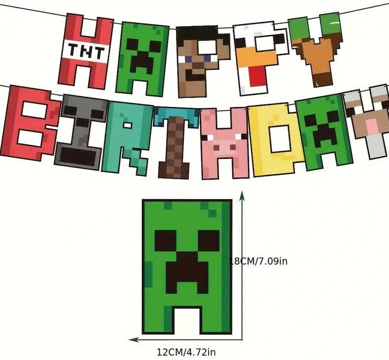 MINECRAFT GAMING PARTY SUPPLIES BALLOONS TOPPER VIDEO GAME BIRTHDAY DECORATIONS2
