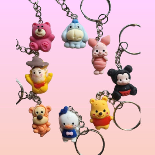 Disney Novelty 3D Keyring Gift Kids & Adult Charm Toy Story Winnie the Pooh Duck