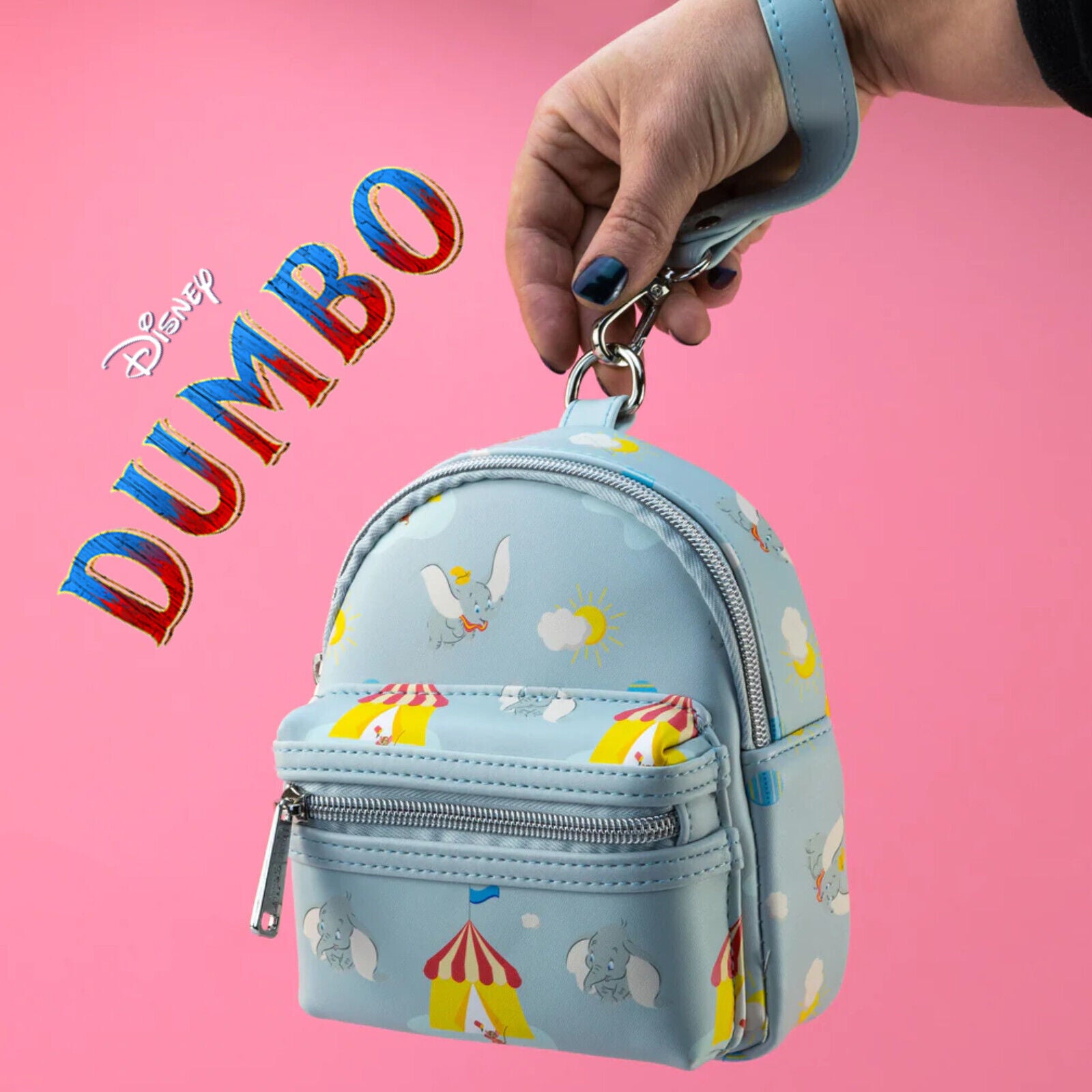 Mini Backpack Disney Flying Circus Tent Loungefly Elephant Pink Dumbo WRISTLET