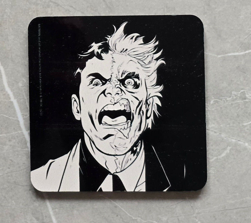 BATMAN JOKER RIDDLER TWO FACE PENGUIN Coaster Retro TV Drinks Mat BLACK WHITE