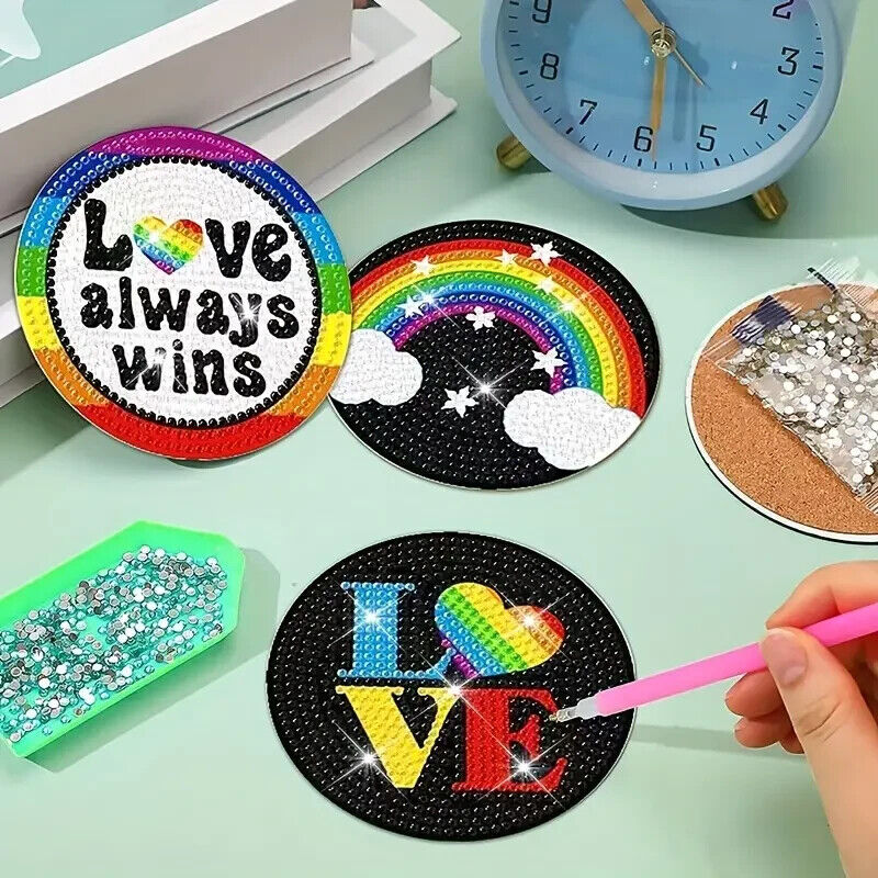 LGBT PRIDE GAY Diamond Painting Art Coffee Coaster SET Cup DIY Kits Xmas Gifts