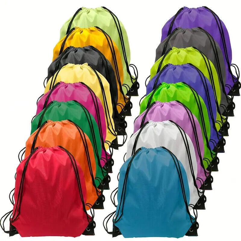 School Drawstring Book Bag Sport Gymsac Swim PE Backpack College 16 Colours