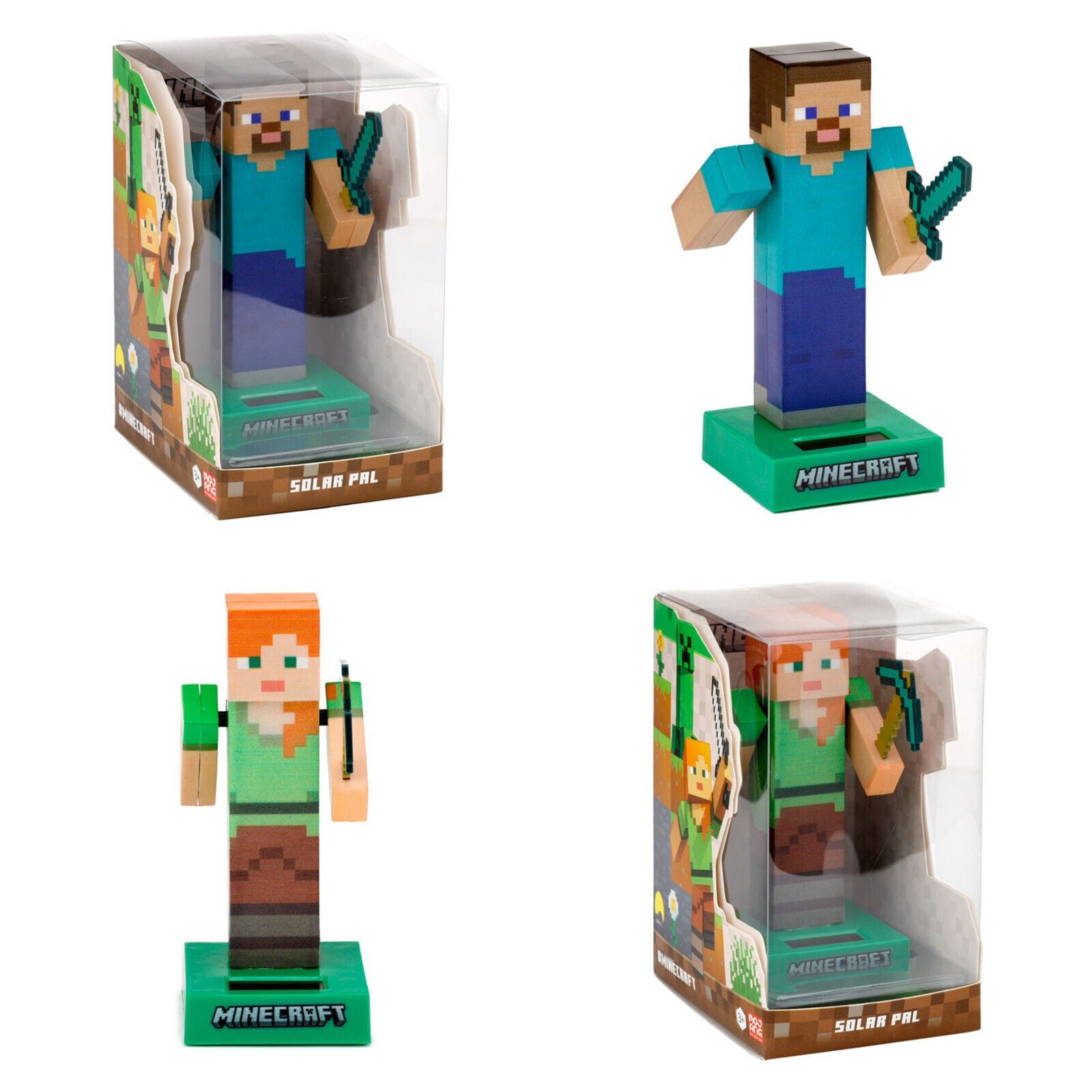 MINECRAFT ALEX OR STEVE SOLAR PAL POWERED FLIP FLAP DANCING TOY YOU CHOOSE