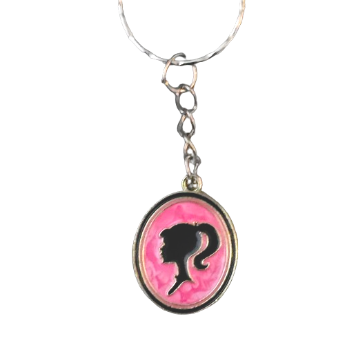 BARBIE HEAD KEYRING KEYCHAIN PINK STAR 2024 SILHOUETTE MARGOT ROBBIE