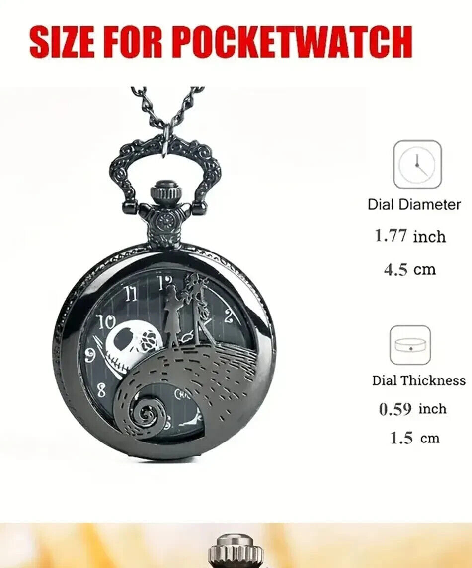 Nightmare Before Christmas Quartz Pocket Watch 80cm JACK SALLY HORROR HALLOWEEN