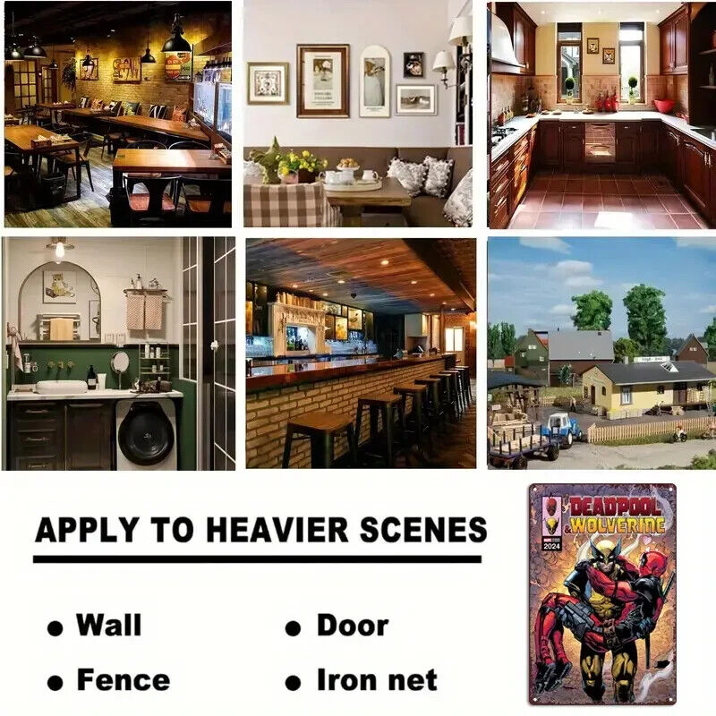 WOLVERINE CARRYING DEADPOOL METAL TIN SIGN MAN CAVE PUB BEDROOM SUPERHERO 2024